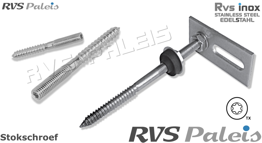RVS Houtschroef Stokschroef - M8 Torx