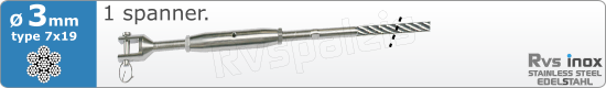 RVS  Geassembleerde Kabel 3mm(7x19) 1xm82757x193