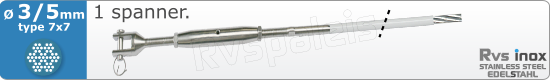 RVS  Geassembleerde Kabel 3-5mm(7x7) 1xm82757x735