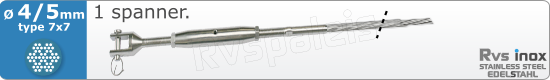 RVS  Geassembleerde Kabel 4-5mm(7x7) 1xm82757x745