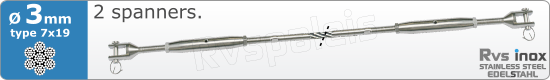 RVS  Geassembleerde Kabel 3mm(7x19) 2xm82757x193