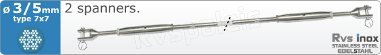 RVS  Geassembleerde Kabel 3-5mm(7x7) 2xm82757x735