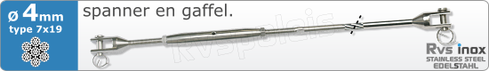 RVS  Geassembleerde Kabel 4mm(7x19) M8275m83167x194