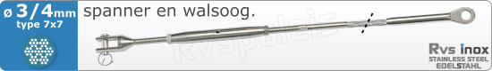 RVS  Geassembleerde Kabel 3-4mm(7x7) M8275m83177x734