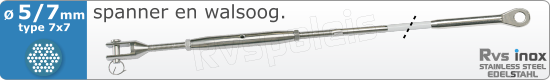 RVS  Geassembleerde Kabel 5-7mm(7x7) M8275m83177x757