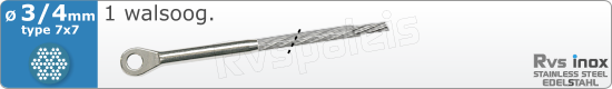 RVS  Geassembleerde Kabel 3-4mm(7x7) 1xm83177x734