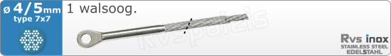 RVS  Geassembleerde Kabel 4-5mm(7x7) 1xm83177x745