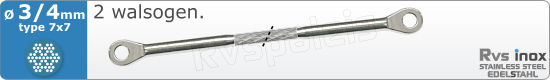 RVS  Geassembleerde Kabel 3-4mm(7x7) 2xm83177x734
