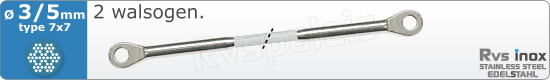 RVS  Geassembleerde Kabel 3-5mm(7x7) 2xm83177x735
