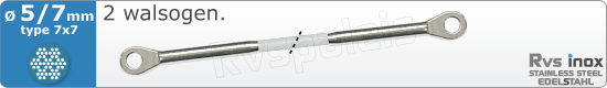 RVS  Geassembleerde Kabel 5-7mm(7x7) 2xm83177x757