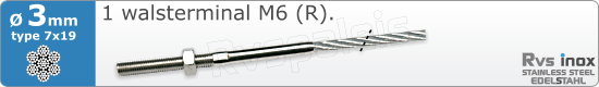 RVS  Geassembleerde Kabel 3mm(7x19) 1xm83207x193