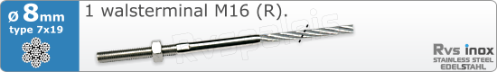 RVS  Geassembleerde Kabel 8mm(7x19) 1xm83207x198