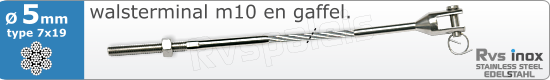 RVS  Geassembleerde Kabel 5mm(7x19) M8320m83167x195