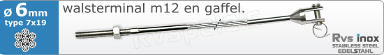RVS  Geassembleerde Kabel 6mm(7x19) M8320m83167x196