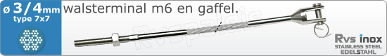 RVS  Geassembleerde Kabel 3-4mm(7x7) M8320m83167x734