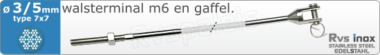 RVS  Geassembleerde Kabel 3-5mm(7x7) M8320m83167x735