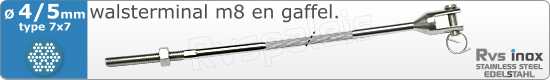 RVS  Geassembleerde Kabel 4-5mm(7x7) M8320m83167x745