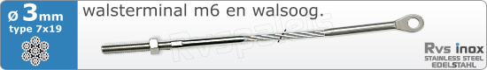 RVS  Geassembleerde Kabel 3mm(7x19) M8320m83177x193