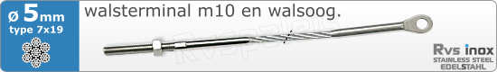 RVS  Geassembleerde Kabel 5mm(7x19) M8320m83177x195