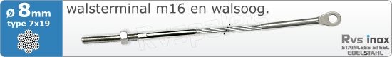 RVS  Geassembleerde Kabel 8mm(7x19) M8320m83177x198