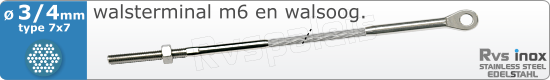 RVS  Geassembleerde Kabel 3-4mm(7x7) M8320m83177x734