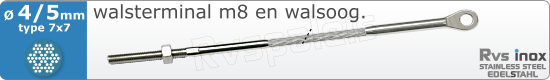 RVS  Geassembleerde Kabel 4-5mm(7x7) M8320m83177x745