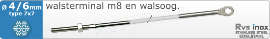 RVS  Geassembleerde Kabel 4-6mm(7x7) M8320m83177x746
