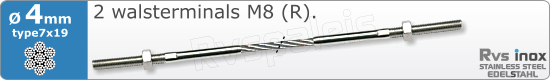 RVS  Geassembleerde Kabel 4mm(7x19) 2xm83207x194