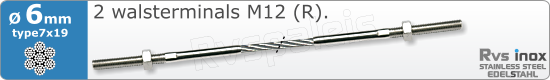 RVS  Geassembleerde Kabel 6mm(7x19) 2xm83207x196