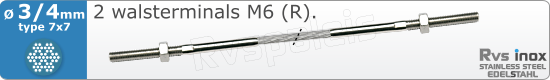 RVS  Geassembleerde Kabel 3-4mm(7x7) 2xm83207x734