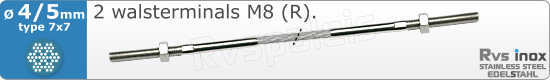 RVS  Geassembleerde Kabel 4-5mm(7x7) 2xm83207x745