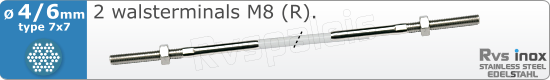 RVS  Geassembleerde Kabel 4-6mm(7x7) 2xm83207x746