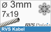 RVS  Geassembleerde Kabel 3mm(7x19)