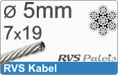 RVS  Geassembleerde Kabel 5mm(7x19)