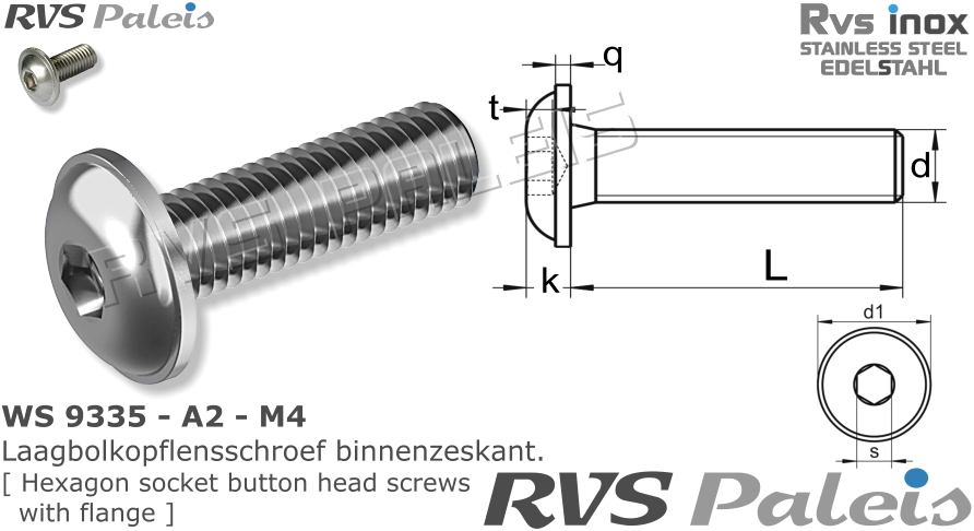 RVS Schroef Ws 9335 - A2 - M4