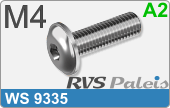 RVS Schroef Binnenzeskant Ws 9335 M4