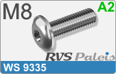 RVS Schroef Binnenzeskant Ws 9335 M8