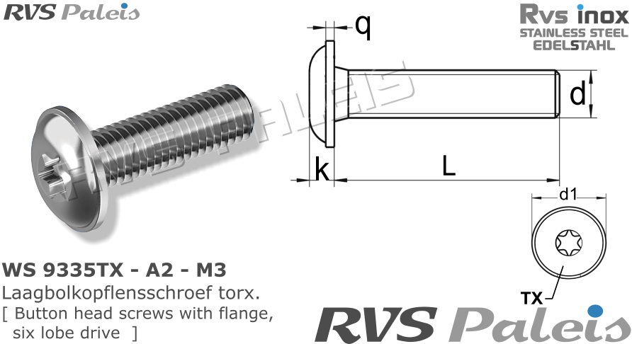 RVS Schroef Ws 9335tx - A2 - M3