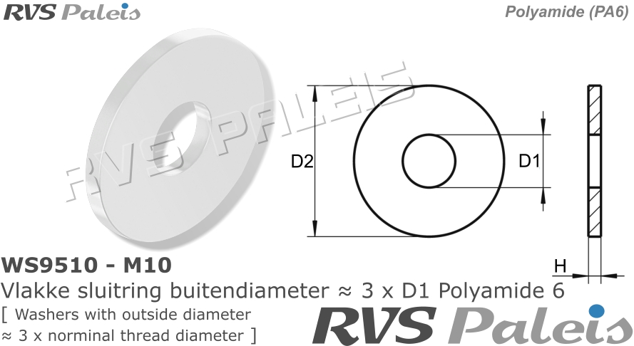 RVS  Din 9021 - (pa6) - M10